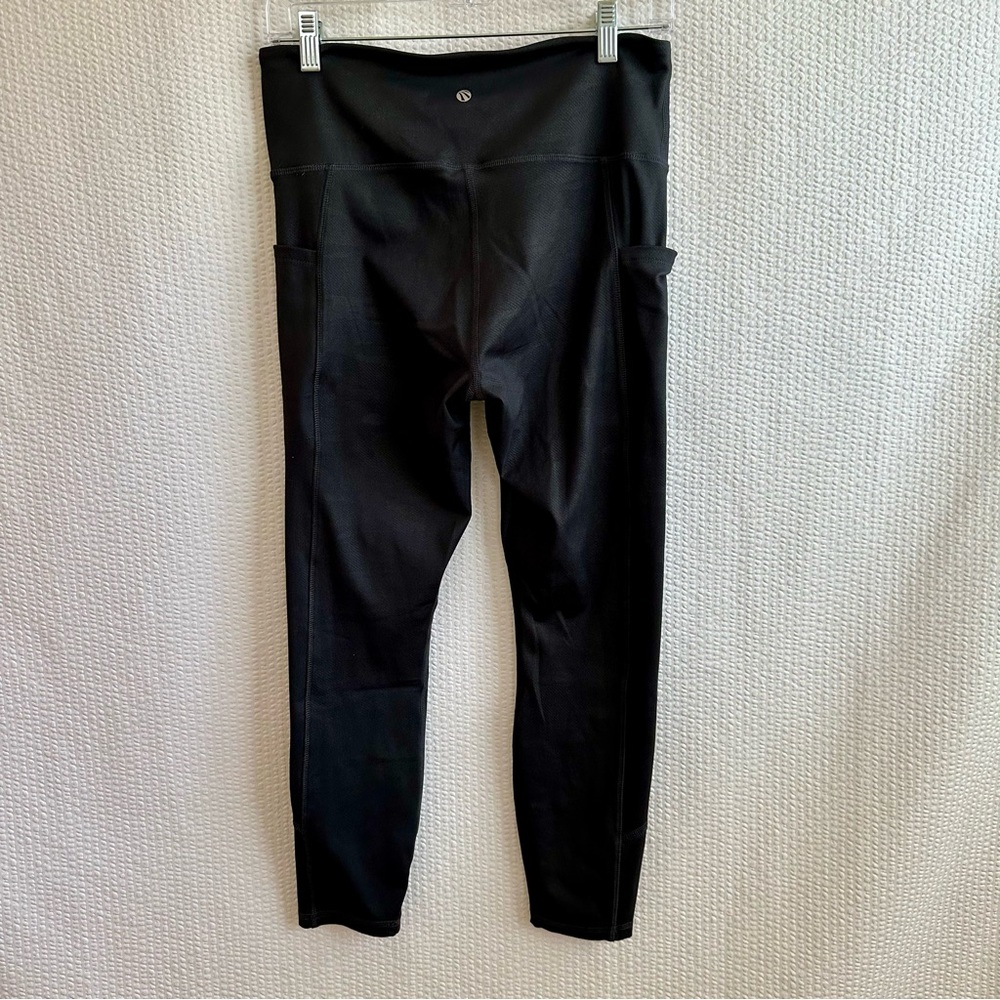 MARIKA SPORT Black Gray Print High Rise Leggings Size Large Workout Yoga Active